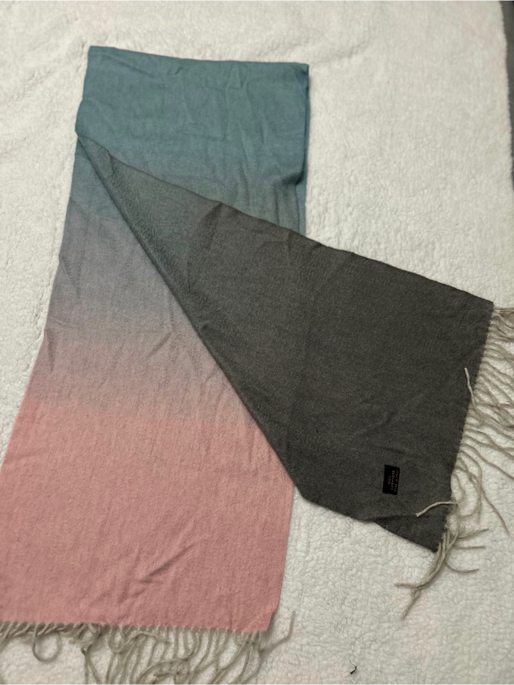 CHANEL Ombre Pink to Blue Scarf with Charcoal Reverse
